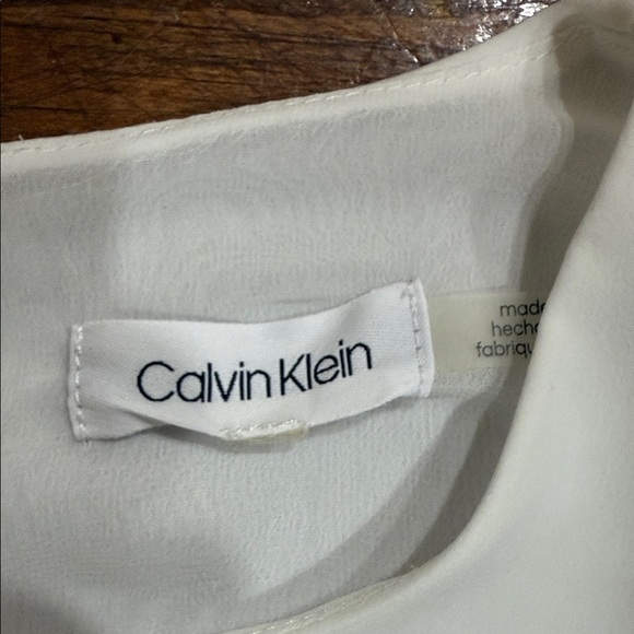 Calvin Klein Cream Blouse with Embellished Bell Sleeves Size Medium - Picture 2 of 10